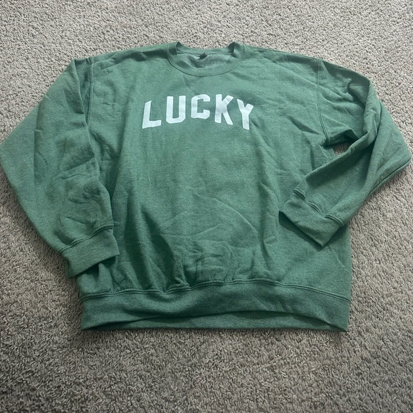 Little Mama Shirt Shop Green “Lucky” Crewneck Sweatshirt - Picture 1 of 3